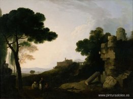 Paisaje Capriccio con la Tumba de los Horacios y Curiacios, y la
