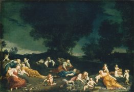 Cupidos desarmando a las ninfas dormidas