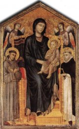Virgen entronizada con el Niño, San Francisco, San Domenico y do