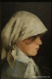 retrato, de, un, niña campesina