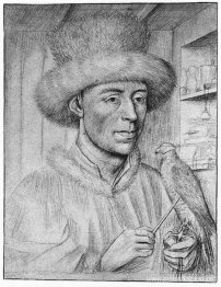 retrato de un hombre con un halcón