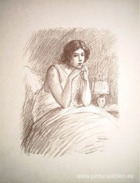 Chica en una cama grande