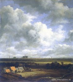 Vista de Haarlem con campos blanqueados en primer plano
