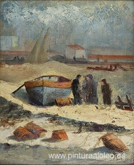 Barco y pescadores