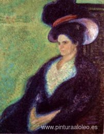 Mujer con sombrero de plumas