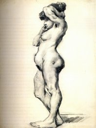 Desnudo femenino de pie visto de lado