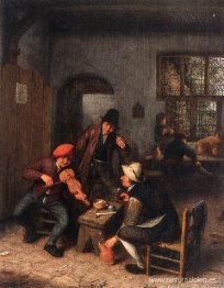 Interior de una taberna con violinista.