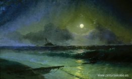 Salida de la luna en Feodosia