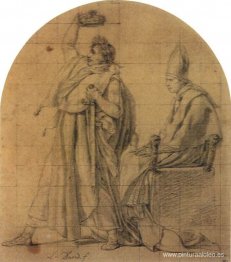 Napoleón sosteniendo la corona de Josefina