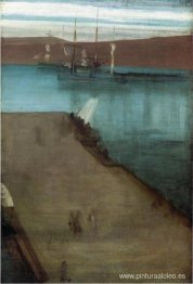 Boceto para Nocturno en la Bahía de Valparaíso Azul y Dorada