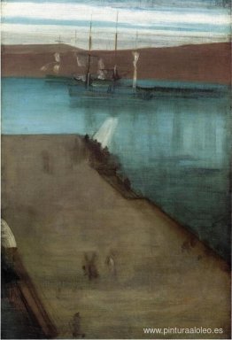 Boceto para Nocturno en la Bahía de Valparaíso Azul y Dorada