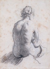 Un estudio de un desnudo femenino visto de espaldas