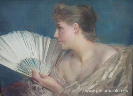 mujer con abanico