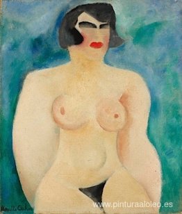Desnudo sobre fondo azul