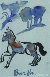 un caballo azul