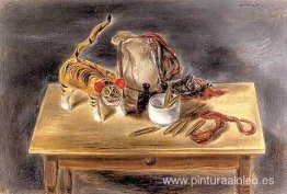 Tigre de juguete japonés y objetos extraños Tigre de juguete japonés y objetos extraños