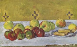 Bodegón con manzanas y galletas. Bodegón con manzanas y galletas.