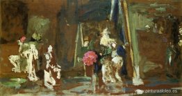 Estatuillas en la repisa de la chimenea Estatuillas en la repisa de la chimenea