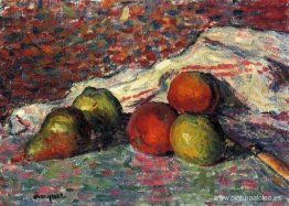 Fruta, cuchillo y servilleta. Fruta, cuchillo y servilleta.