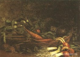 Naturaleza muerta con una cesta de verduras. Naturaleza muerta con una cesta de verduras.