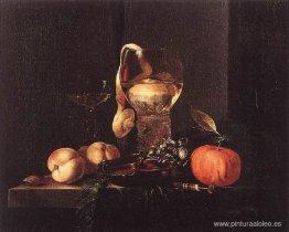 Naturaleza muerta con cuenco de plata, vasos y fruta Naturaleza muerta con cuenco de plata, vasos y fruta