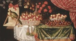 Peras y cerezas marasca en una cesta Peras y cerezas marasca en una cesta