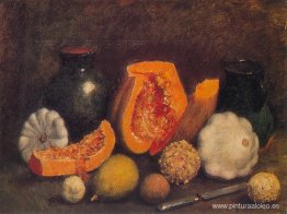 Bodegón con jarra verde y la calabaza. Bodegón con jarra verde y la calabaza.