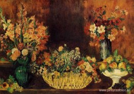 Jarrón, Cesta de Flores y Frutas Jarrón, Cesta de Flores y Frutas