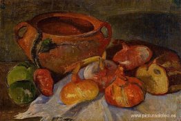 Naturaleza muerta: hueso, cebolla, pan y manzanas verdes Naturaleza muerta: hueso, cebolla, pan y manzanas verdes