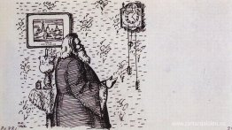 El sacerdote cerca del reloj. El sacerdote cerca del reloj.