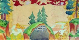 Boceto de decoración para el espectáculo de marionetas "El Gallo Boceto de decoración para el espectáculo de marionetas "El Gallo