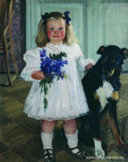 Retrato de Irina Kustodiev con el perro Shumka Retrato de Irina Kustodiev con el perro Shumka