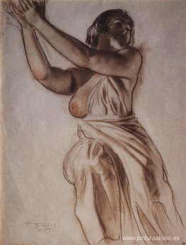 Mujer de pie con los brazos levantados. Mujer de pie con los brazos levantados.