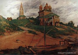 En el Volga. Paisaje con Iglesia de Kazán En el Volga. Paisaje con Iglesia de Kazán