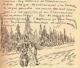 Un camino de cipreses con una pareja caminando Un camino de cipreses con una pareja caminando
