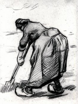 Mujer campesina, cavando, vista desde el lado. Mujer campesina, cavando, vista desde el lado.
