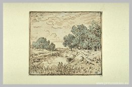 Grupos de árboles a lo largo de un río Grupos de árboles a lo largo de un río