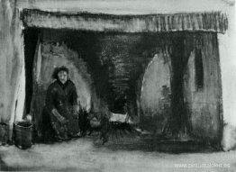 Mujer junto a la chimenea Mujer junto a la chimenea