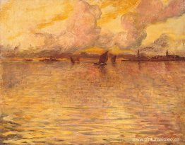 Paisaje marino con Venecia a lo lejos Paisaje marino con Venecia a lo lejos