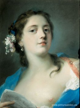 La cantante Faustina Bordoni con una partitura musical La cantante Faustina Bordoni con una partitura musical