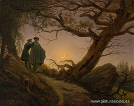 Dos hombres contemplando la luna Dos hombres contemplando la luna