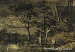 Dos hombres contemplando la luna Dos hombres contemplando la luna