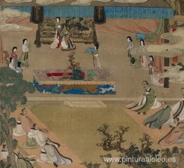 Lady Xuanwen Jun dando instrucciones sobre los clásicos (detalle Lady Xuanwen Jun dando instrucciones sobre los clásicos (detalle