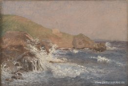 Mar agitado en una costa rocosa Mar agitado en una costa rocosa