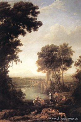 Paisaje con el hallazgo de Moisés. Paisaje con el hallazgo de Moisés.