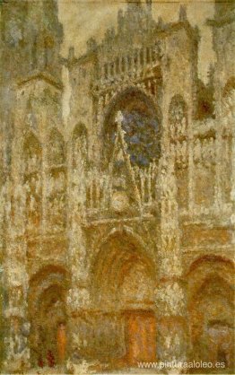 Catedral de Rouen, la puerta, el clima gris Catedral de Rouen, la puerta, el clima gris