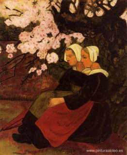 Dos mujeres bretonas bajo un manzano en flor Dos mujeres bretonas bajo un manzano en flor