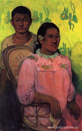 Mujer y niño tahitianos Mujer y niño tahitianos