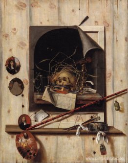 Trompe l'oeil con Studio Wall y Vanitas Still Life Trompe l'oeil con Studio Wall y Vanitas Still Life