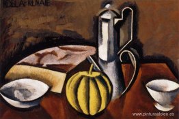 Naturaleza muerta con cafetera y melón Naturaleza muerta con cafetera y melón